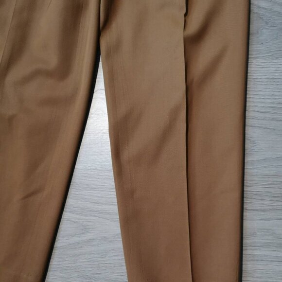 Shop 80s Vintage Quiet Luxury High Waisted Wool Tapered BRONZE Dress Pants - Picture 9 of 11